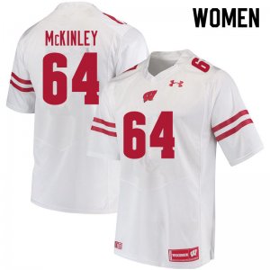 Women's Wisconsin Badgers NCAA #64 Duncan McKinley White Authentic Under Armour Stitched College Football Jersey SE31Q82HY